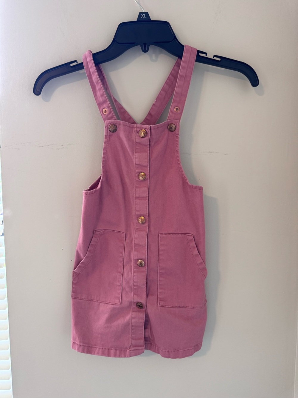 BCBG Girls Pink Overall Dress Sz 5 Y2K Cottagecore Barbiecore Denim Pinafore